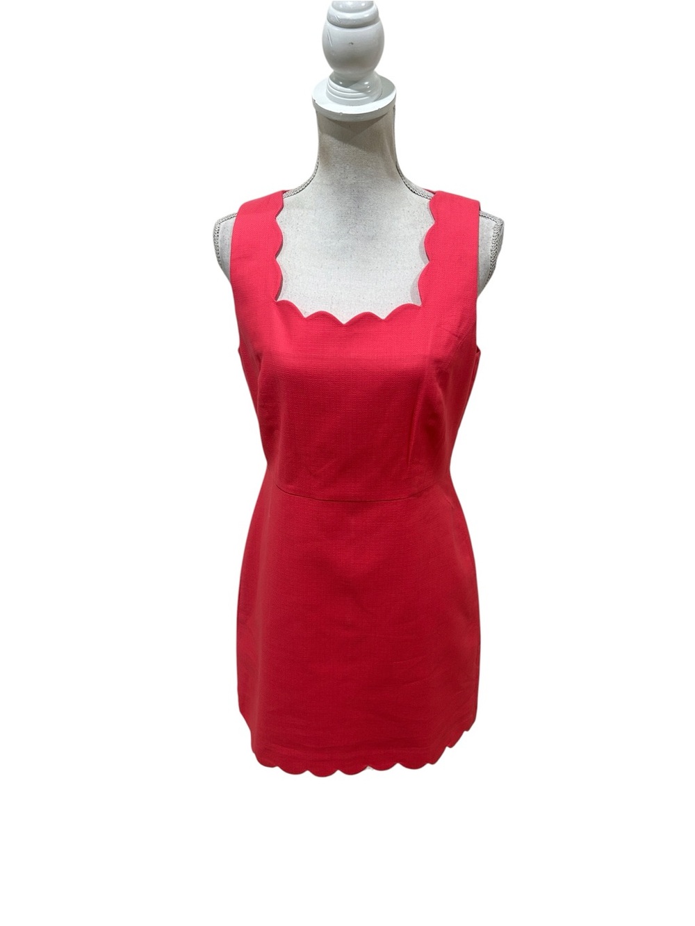 nwt j crew Scalloped Neckline Sleeveless Mini 100% cotton Dress in coral size 8